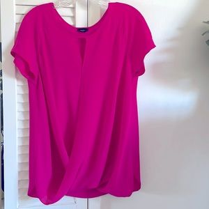 Mossimo barbiecore pink drape blouse, size M